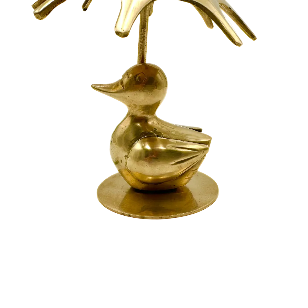 Brass Duck with Umbrella Figurine