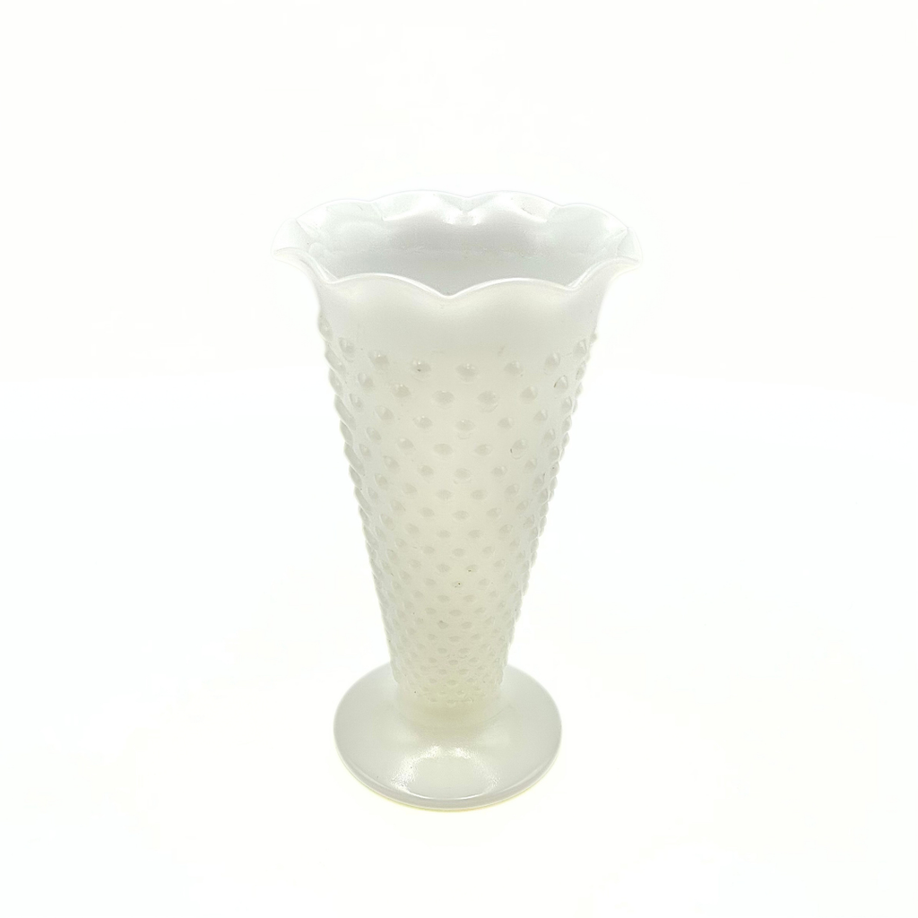Anchor Hocking Milk Glass Hobnail Trumpet Vase