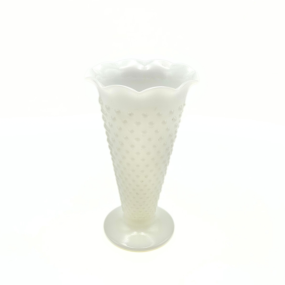 Anchor Hocking Milk Glass Hobnail Trumpet Vase