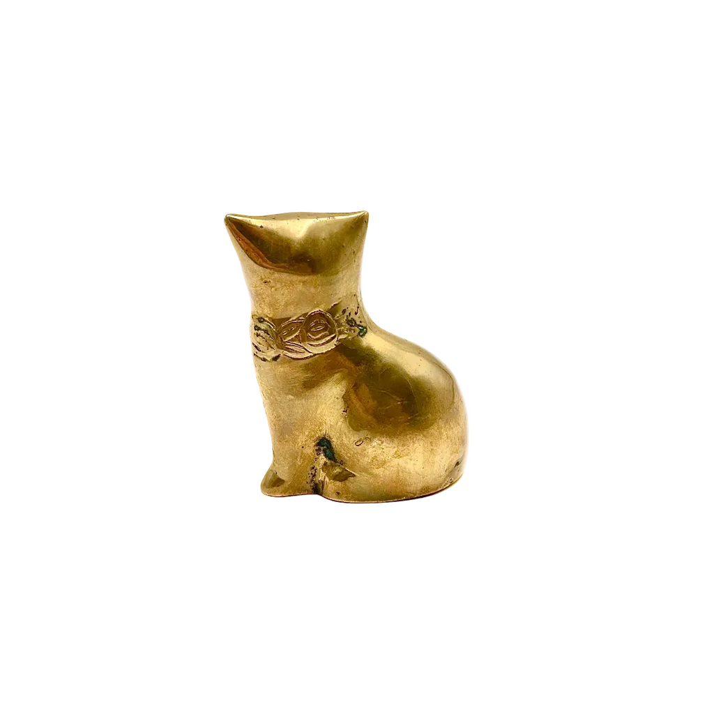 Brass Sitting Cat Figurine