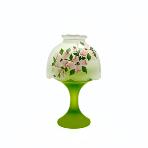 Westmoreland Handpainted Lime Green Satin Glass Fairy Lamp