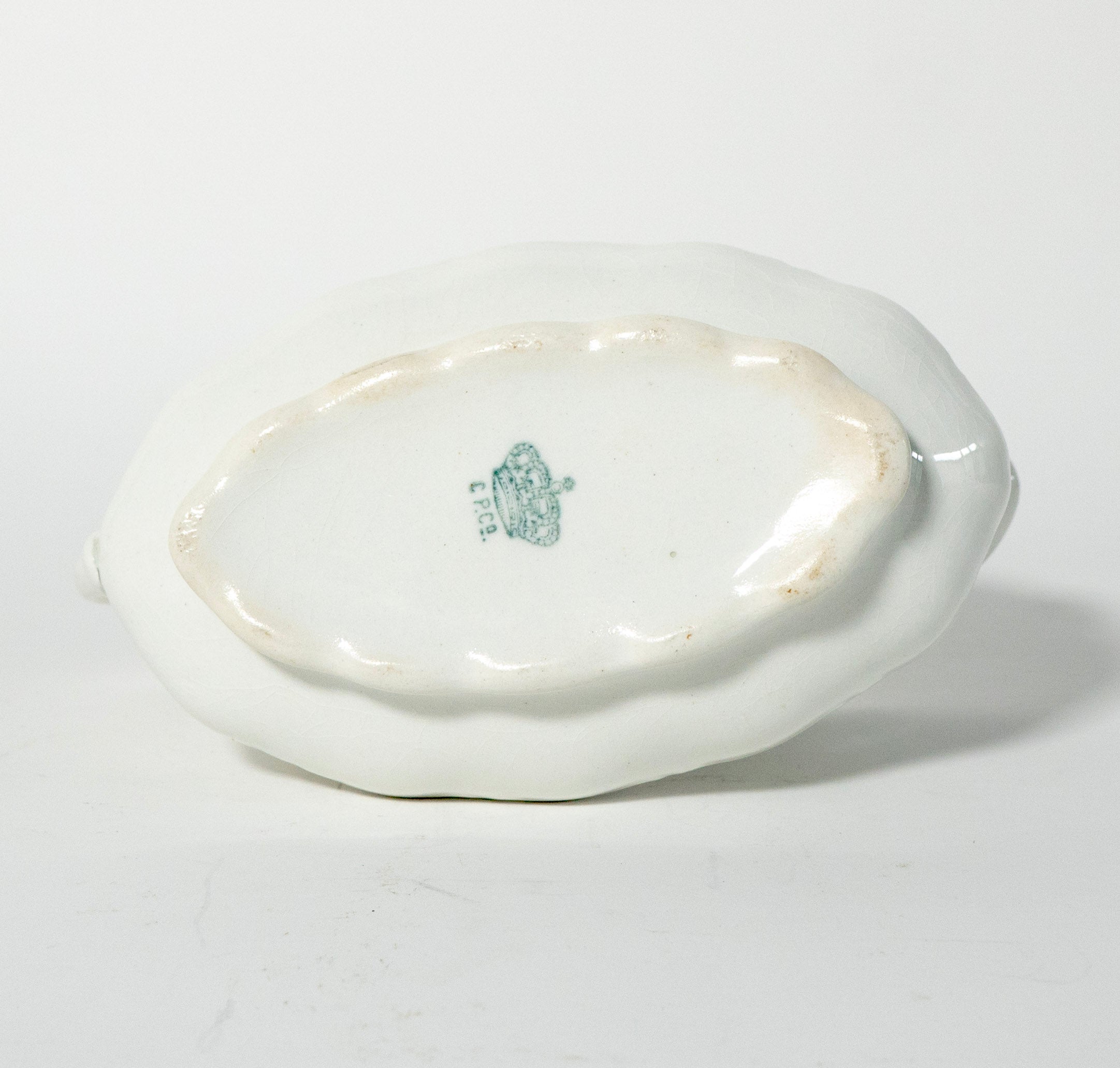 Vintage Crown Pottery White Ceramic Gravy Boat C.P. Co Ironstone Style