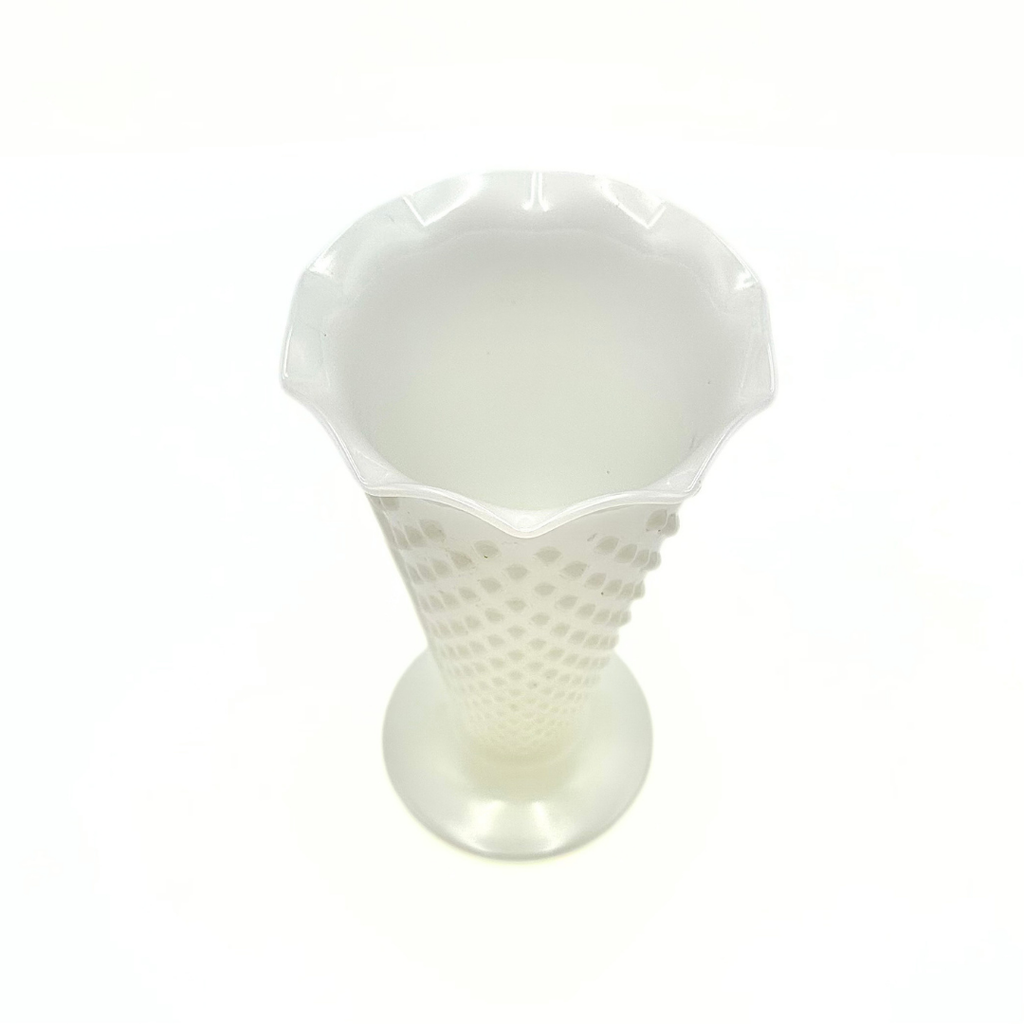 Anchor Hocking Milk Glass Hobnail Trumpet Vase