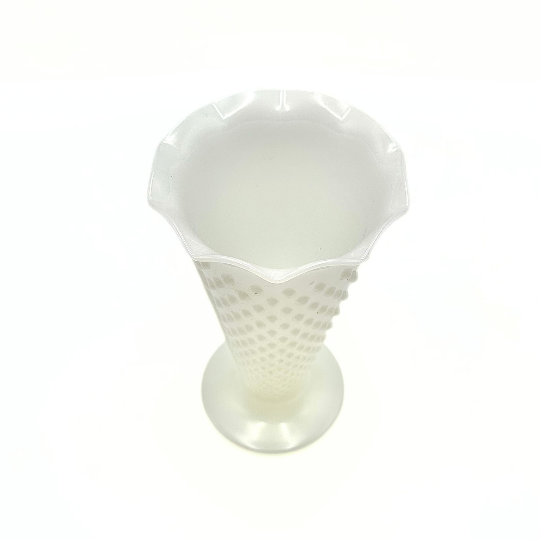 Anchor Hocking Milk Glass Hobnail Trumpet Vase