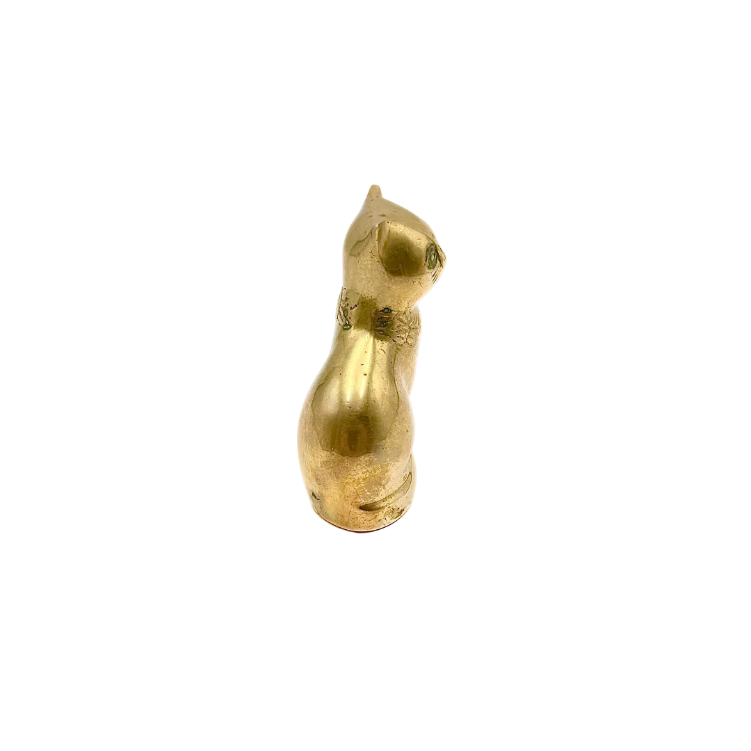 Brass Sitting Cat Figurine