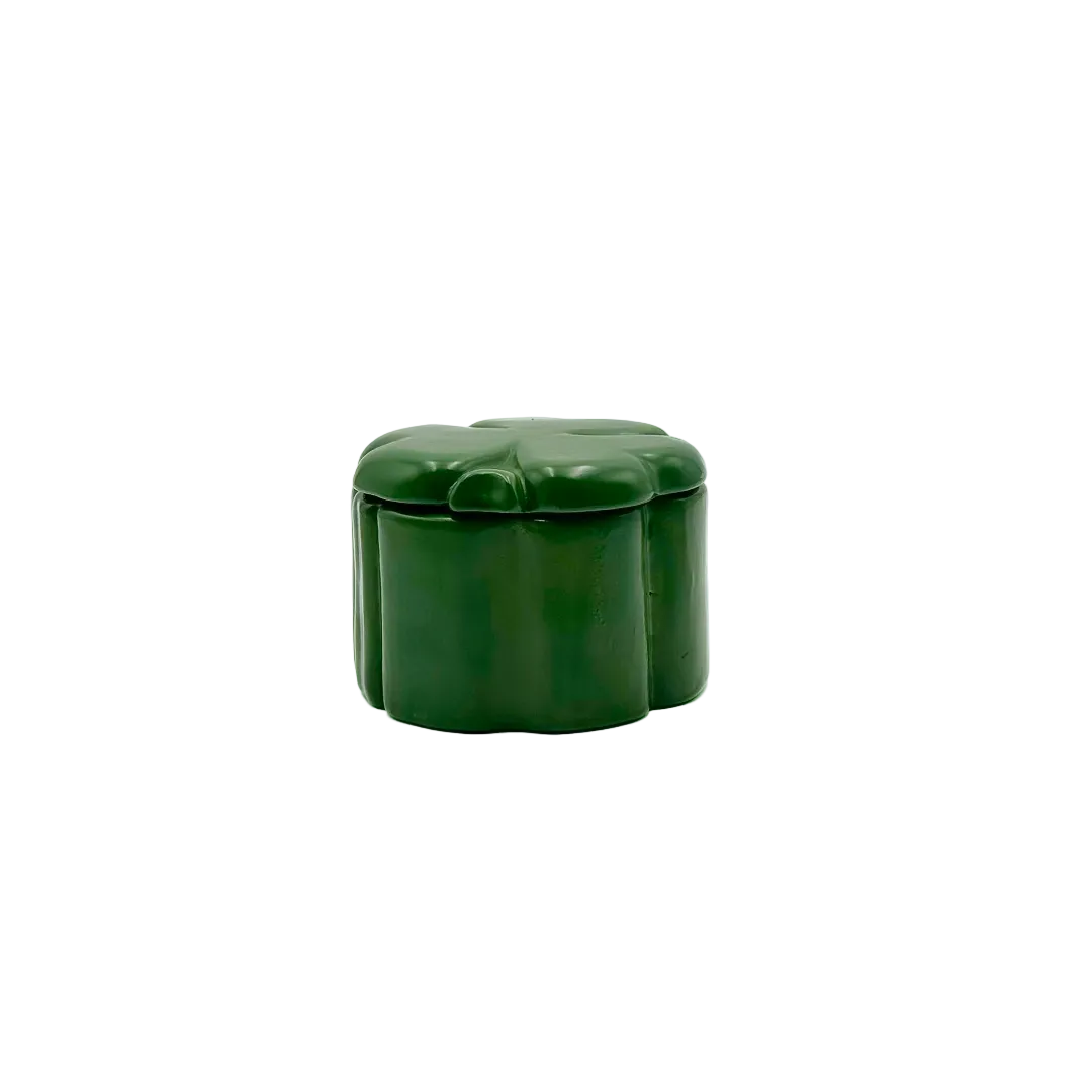 Green Four Leaf Clover Lidded Trinket Box