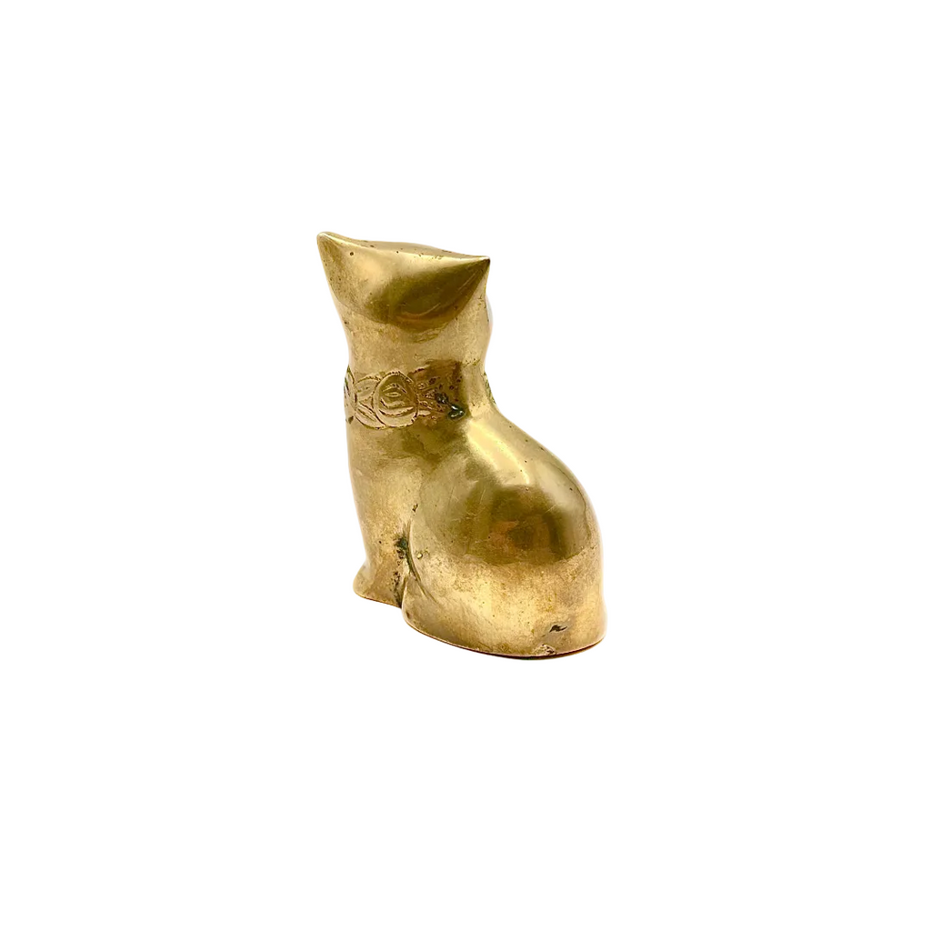 Brass Sitting Cat Figurine