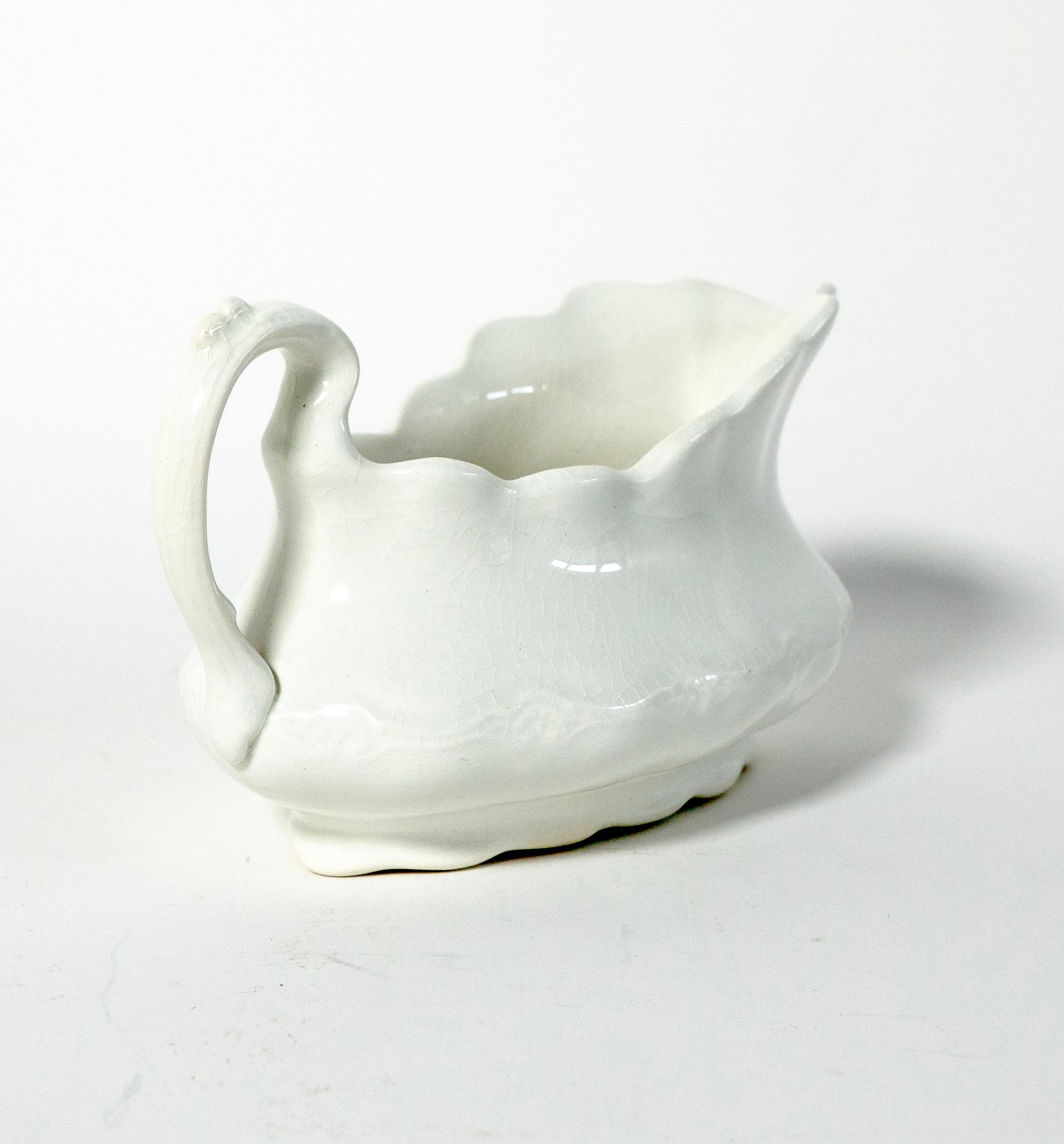 Vintage Crown Pottery White Ceramic Gravy Boat C.P. Co Ironstone Style