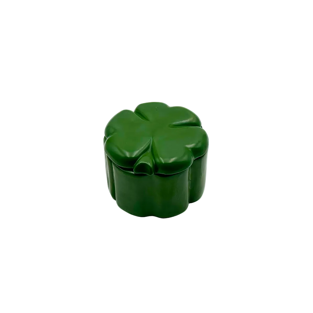 Green Four Leaf Clover Lidded Trinket Box