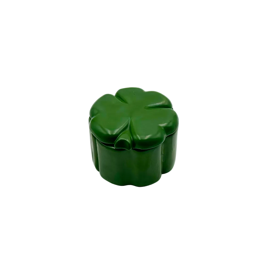 Green Four Leaf Clover Lidded Trinket Box
