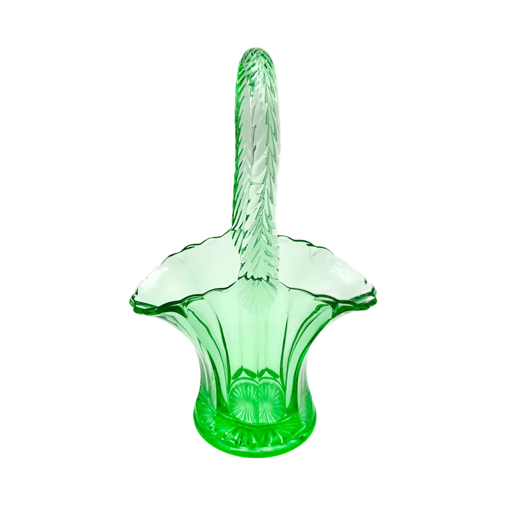 Westmoreland Green Depression Glass Brides Basket