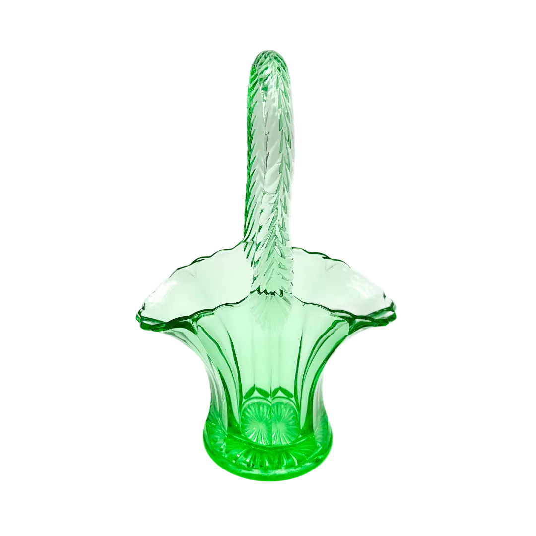 Westmoreland Green Depression Glass Brides Basket