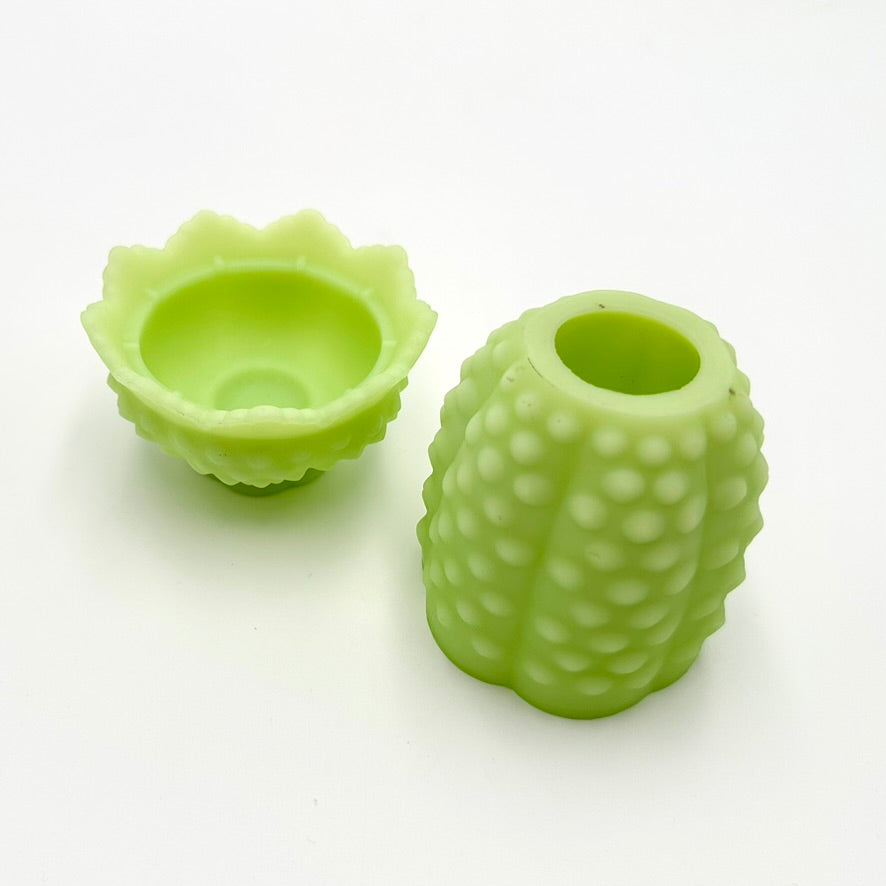 Fenton Lime Green Custard Hobnail Fairy Lamp