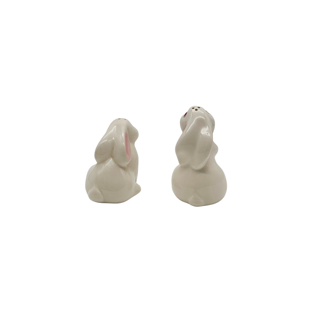 Avon "Bunny Mates" Hand-Painted Ceramic Salt & Pepper Shakers with Original Box