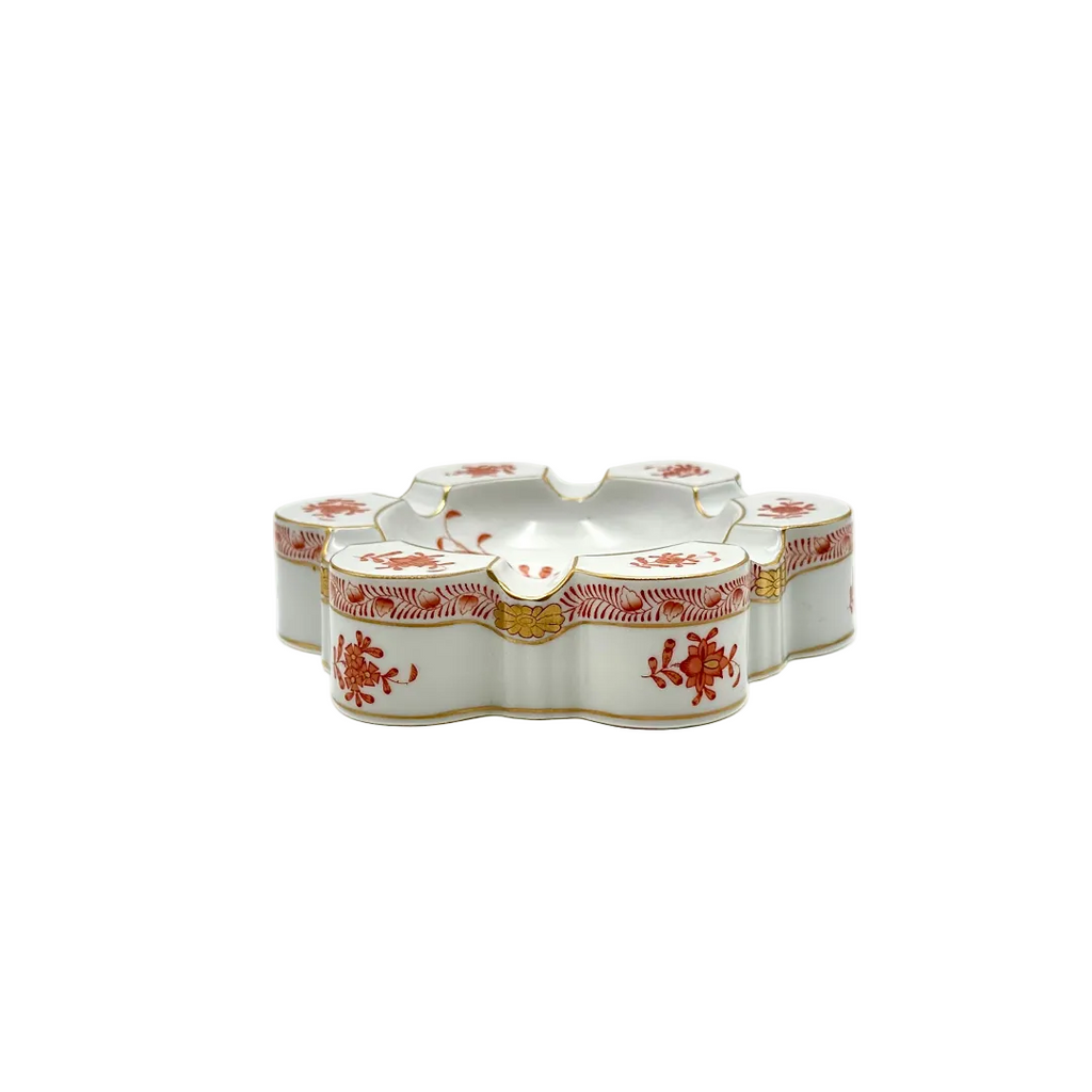 Herend Hungary Hand Painted Chinese Bouquet Scalloped Ashtray