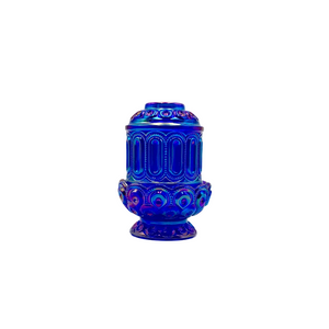 Weishar Cobalt Blue Carnival Glass Moon and Stars Mini Courting Fairy Lamp