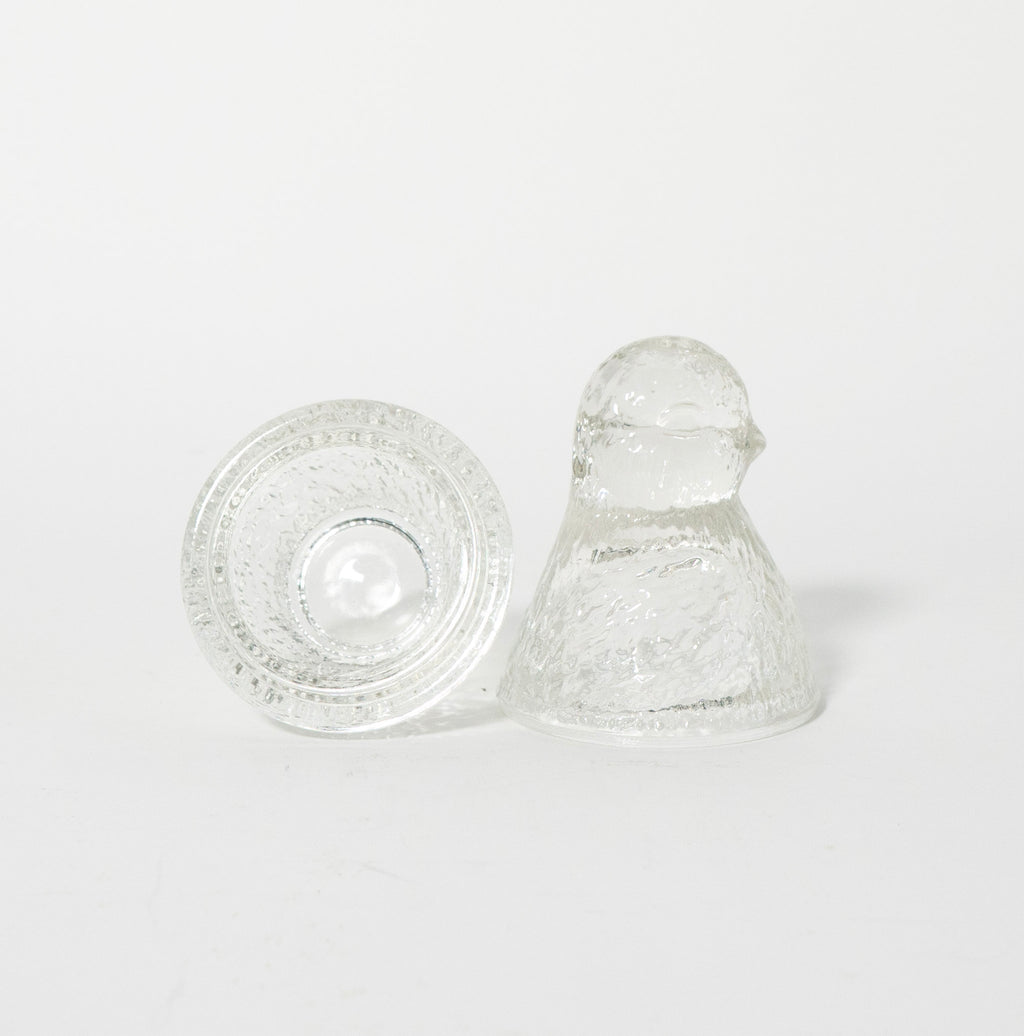 Vintage Clear Glass Bird Trinket jar