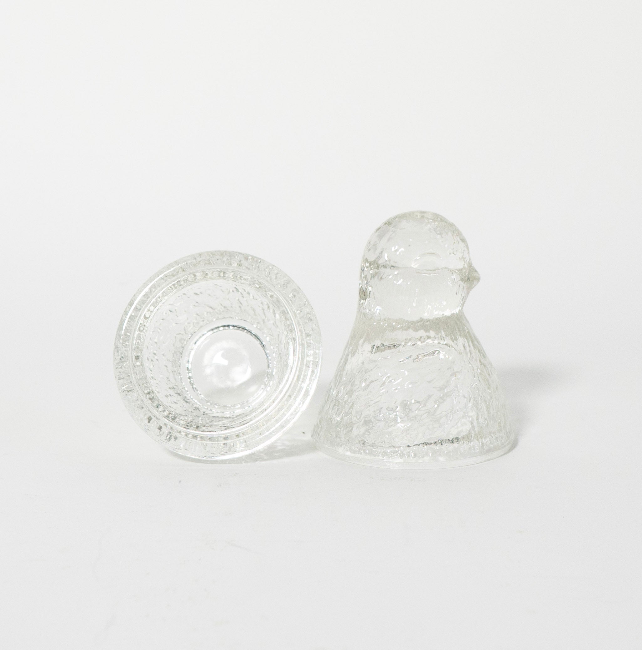 Vintage Clear Glass Bird Trinket jar