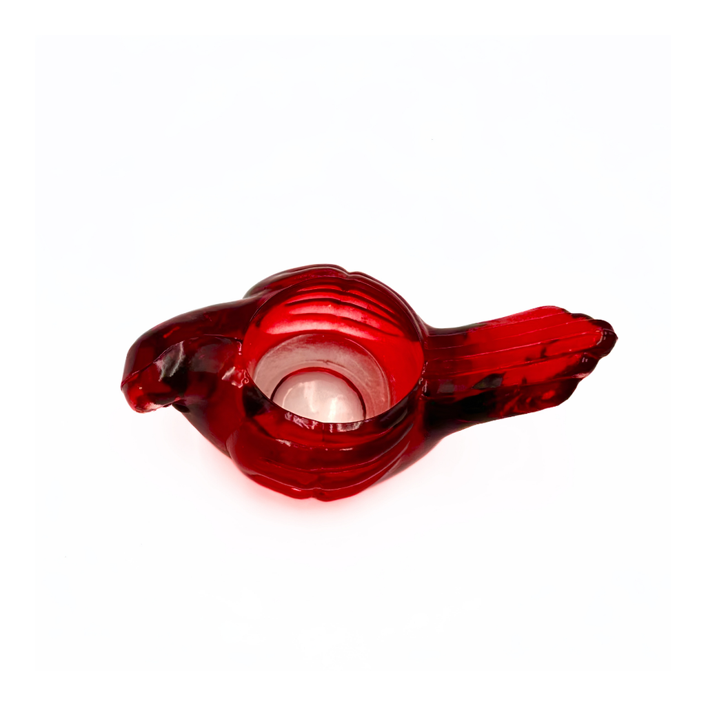 Indiana Glass Ruby Red Bird Candle Holder