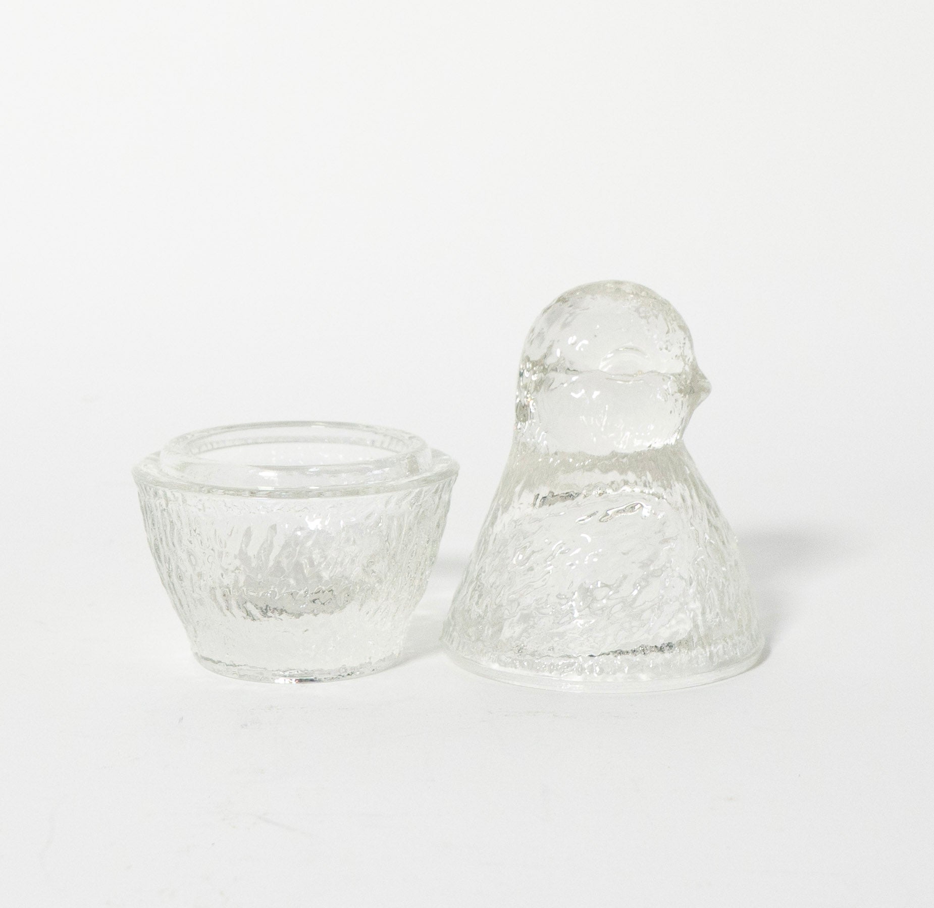 Vintage Clear Glass Bird Trinket jar