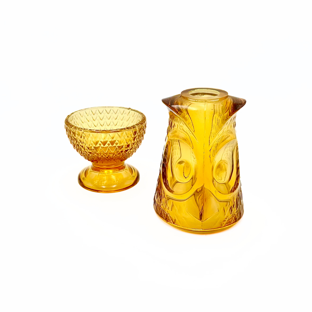 Viking Glass Amber "Glimmer Owl" Fairy Lamp