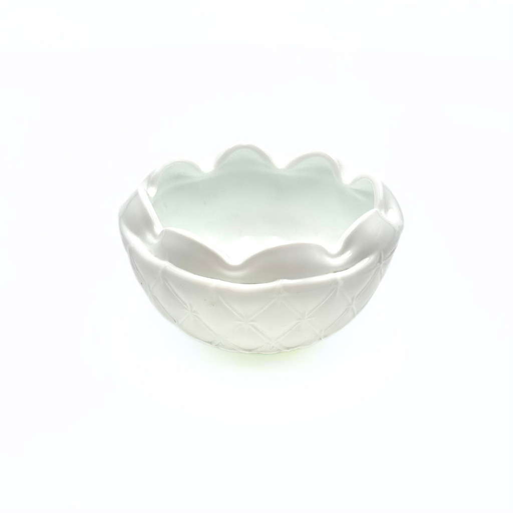 Indiana Glass Milk Glass Duette Pattern Ruffled Rose Bowl Candy Dish