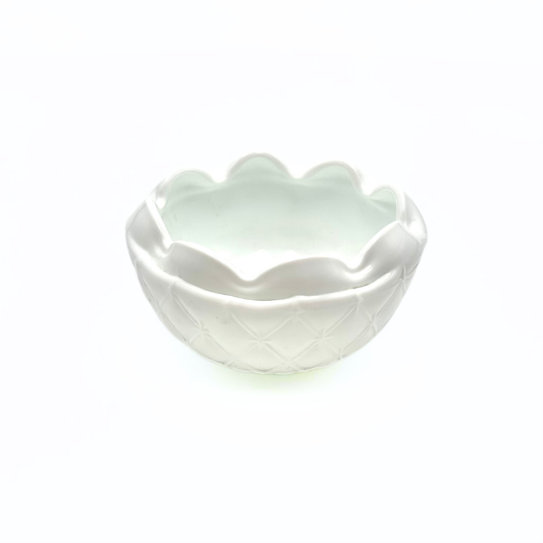 Indiana Glass Milk Glass Duette Pattern Ruffled Rose Bowl Candy Dish