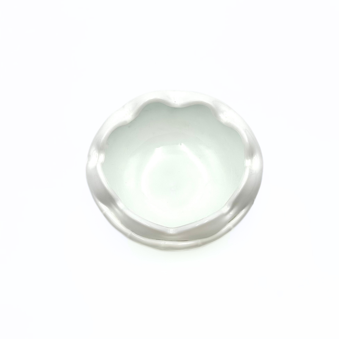 Indiana Glass Milk Glass Duette Pattern Ruffled Rose Bowl Candy Dish
