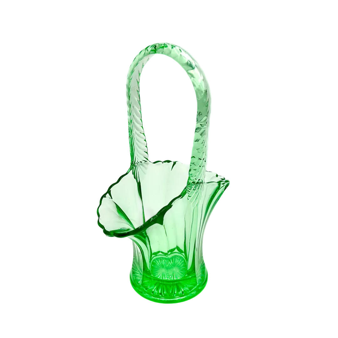 Westmoreland Green Depression Glass Brides Basket