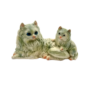 Japan Ceramic Persian Cat and Kitten Figurine