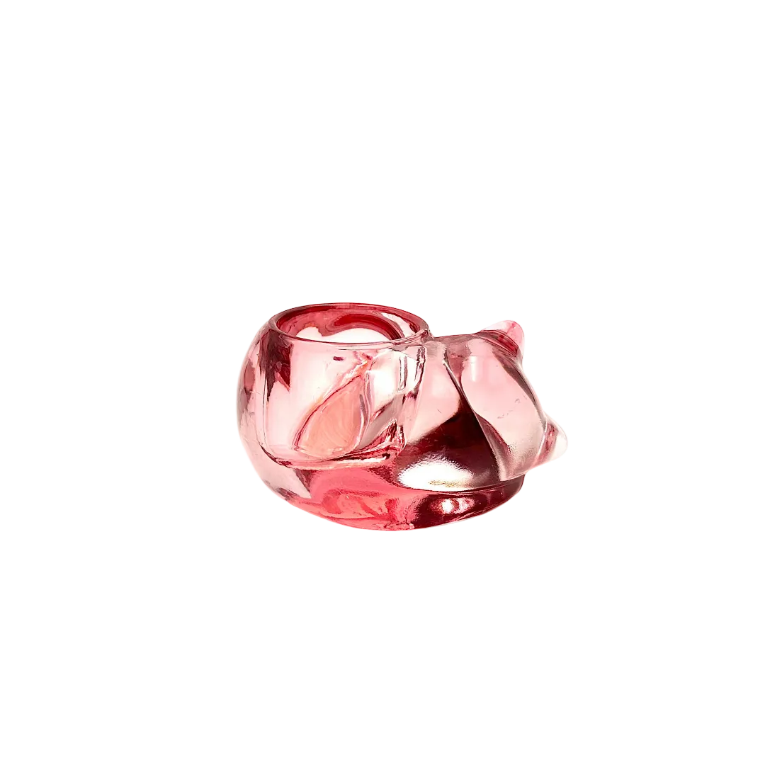 Indiana Glass "Candle Lane Critters" Cranberry Cat Votive Holder