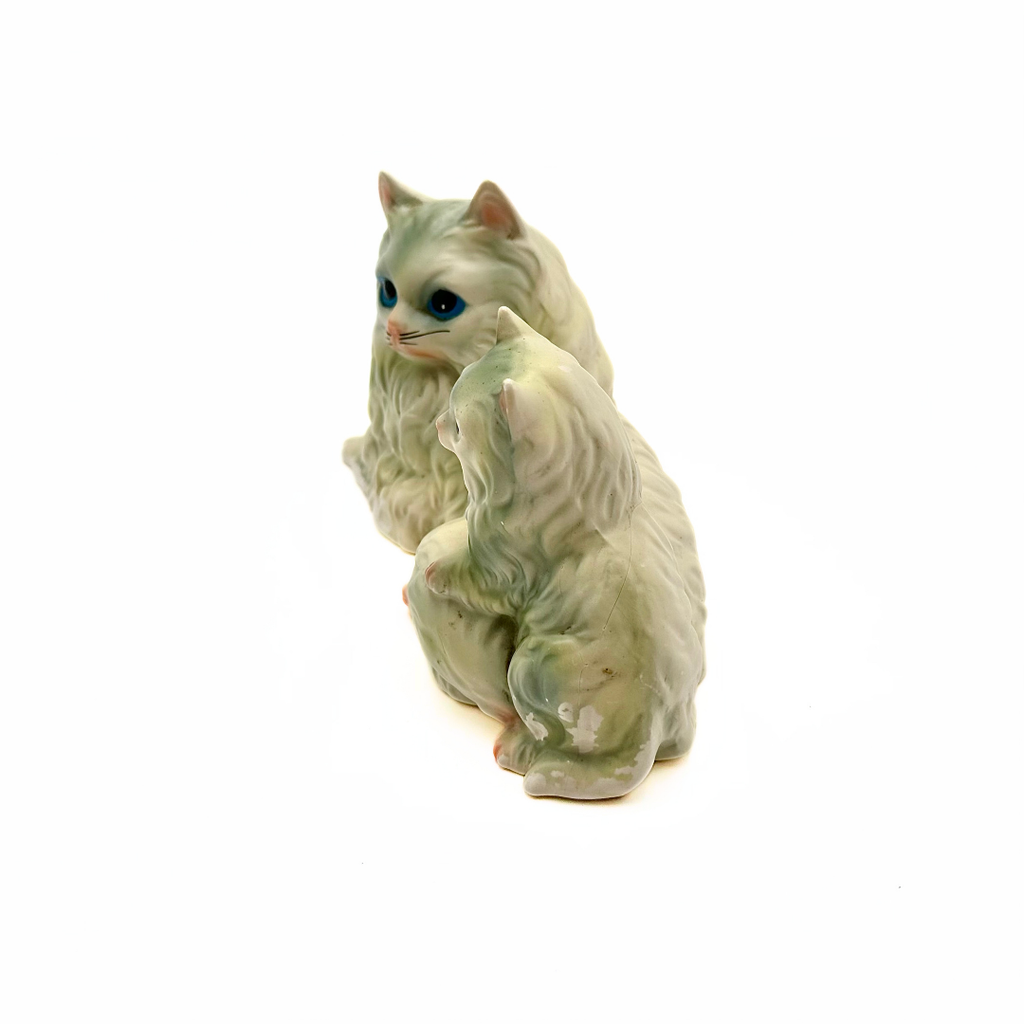 Japan Ceramic Persian Cat and Kitten Figurine