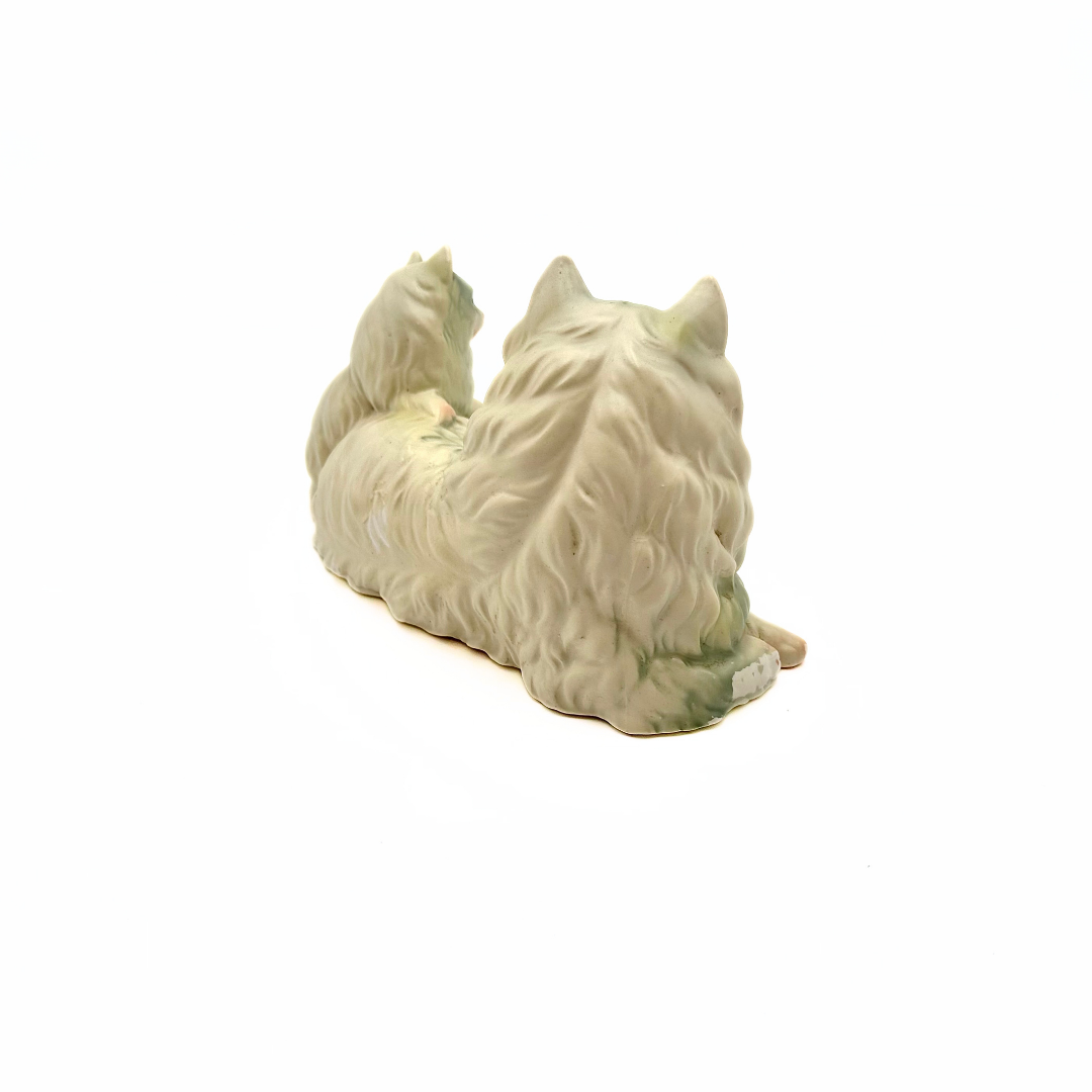 Japan Ceramic Persian Cat and Kitten Figurine