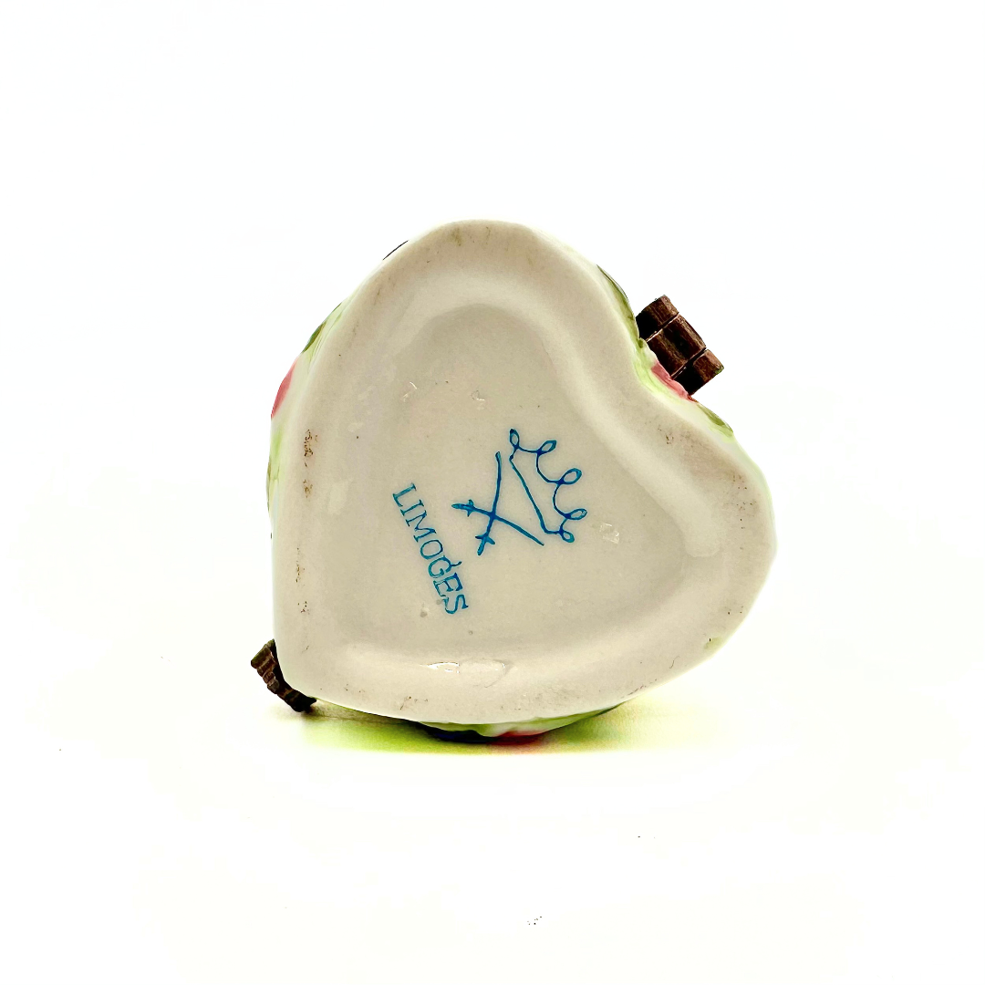 Limoges Porcelain Courting Puppies Trinket Box