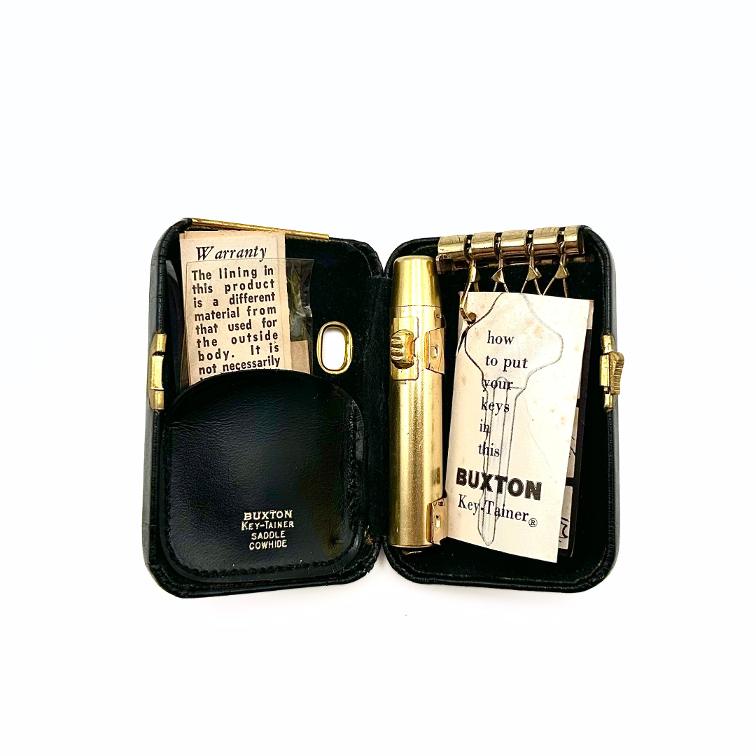 Buxton Leather Key-Tainer with Built In Brass Flashlight
