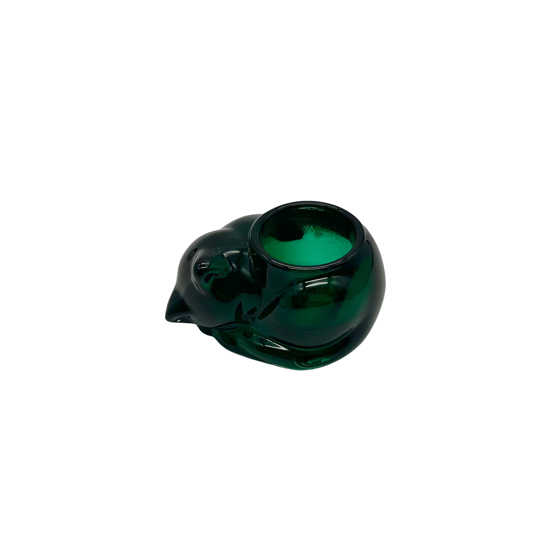 Indiana Glass Candle Lane Critters™ "The Cat" Emerald Glass Votive Candle Holder