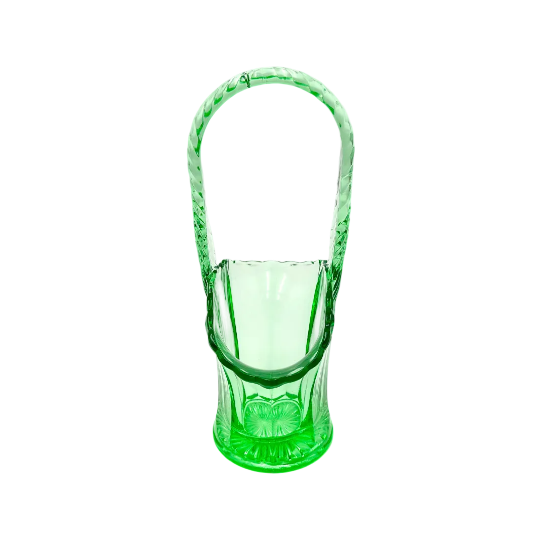 Westmoreland Green Depression Glass Brides Basket