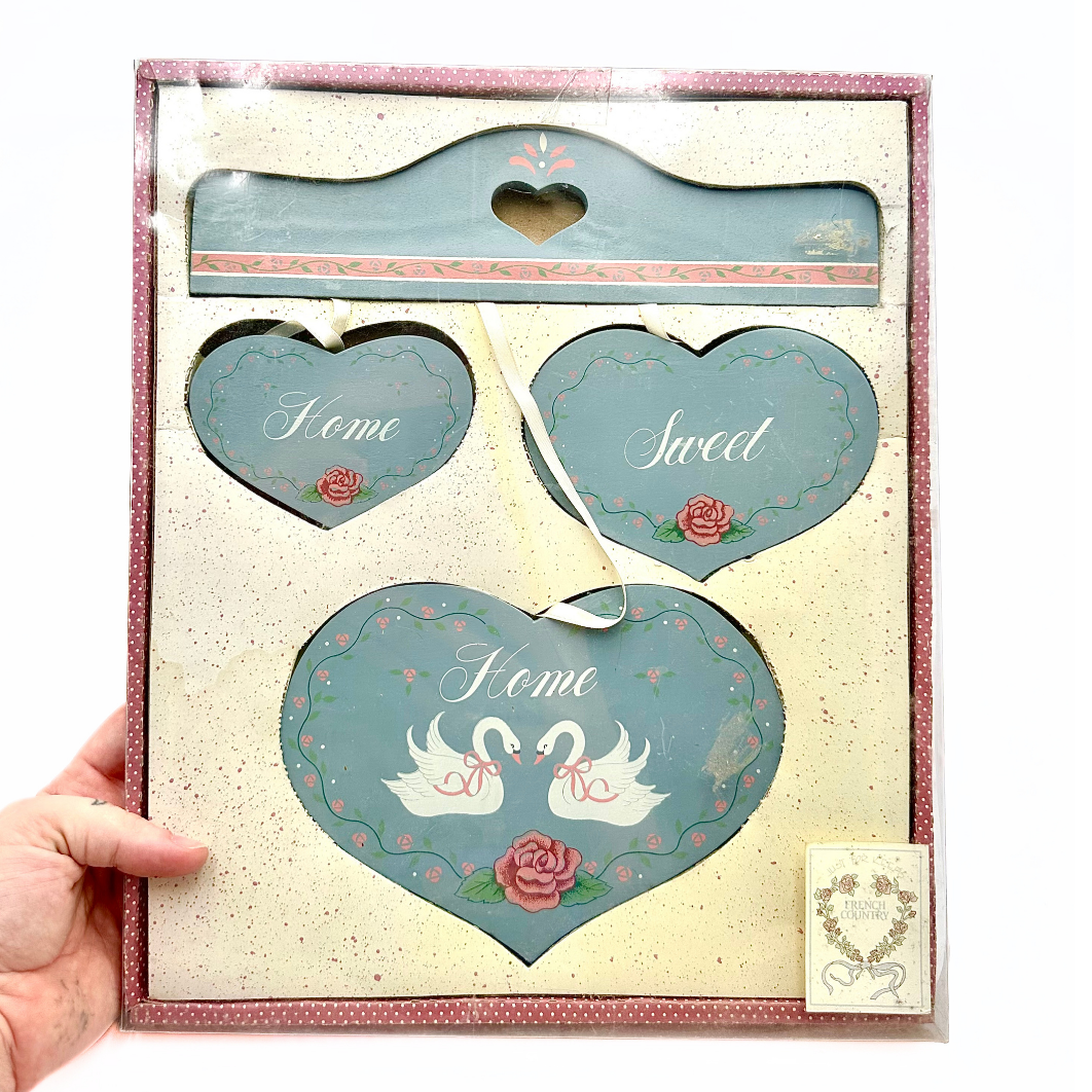 French Country Wooden "Home Sweet Home" Wall Hanging Set