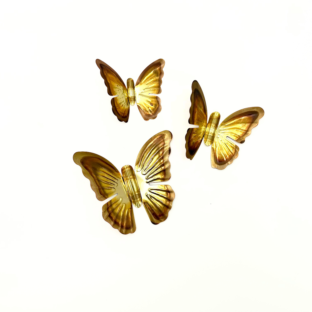 Brass Butterfly Wall Hanging Set of 3