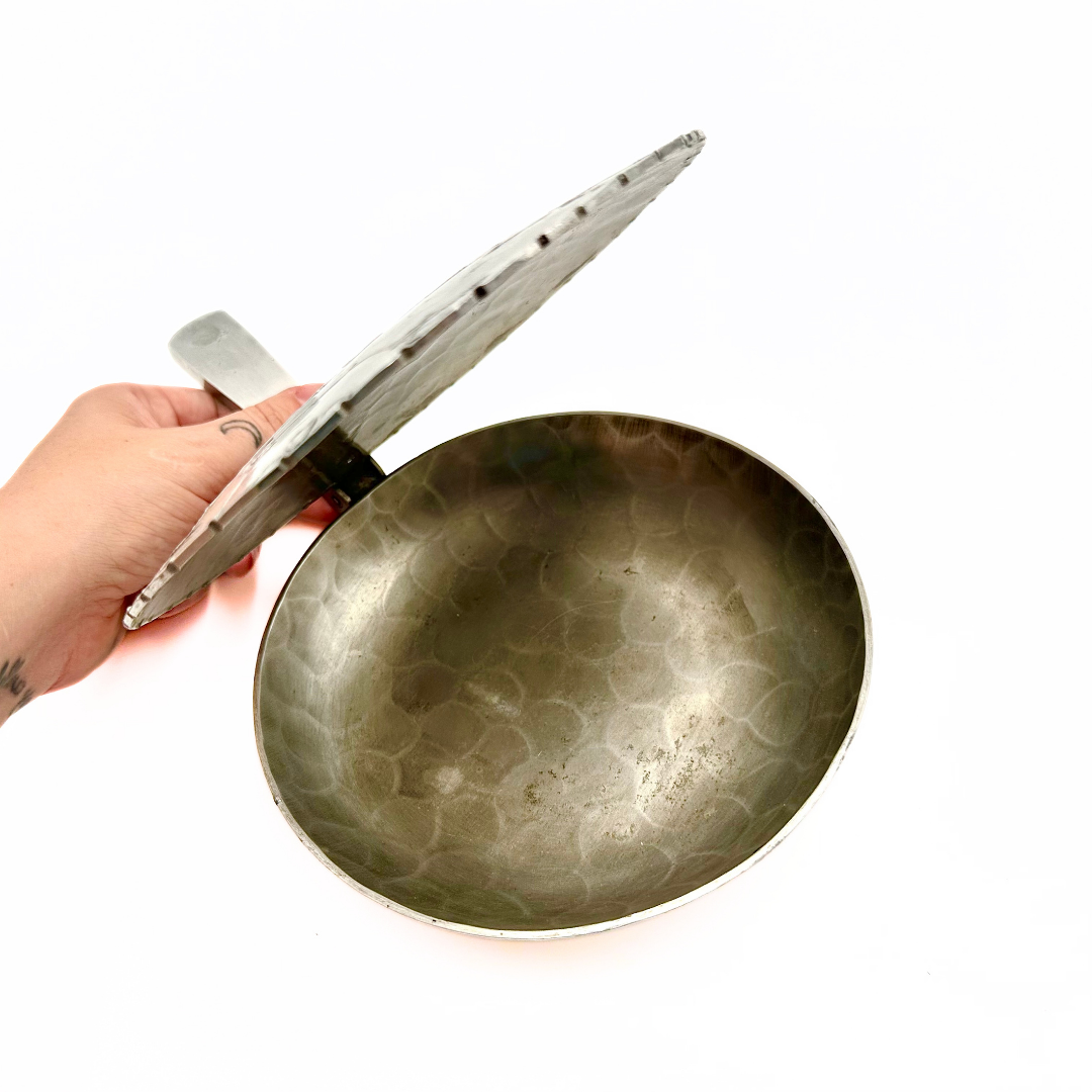 Vintage Hammered Aluminum Silent Butler Crumb