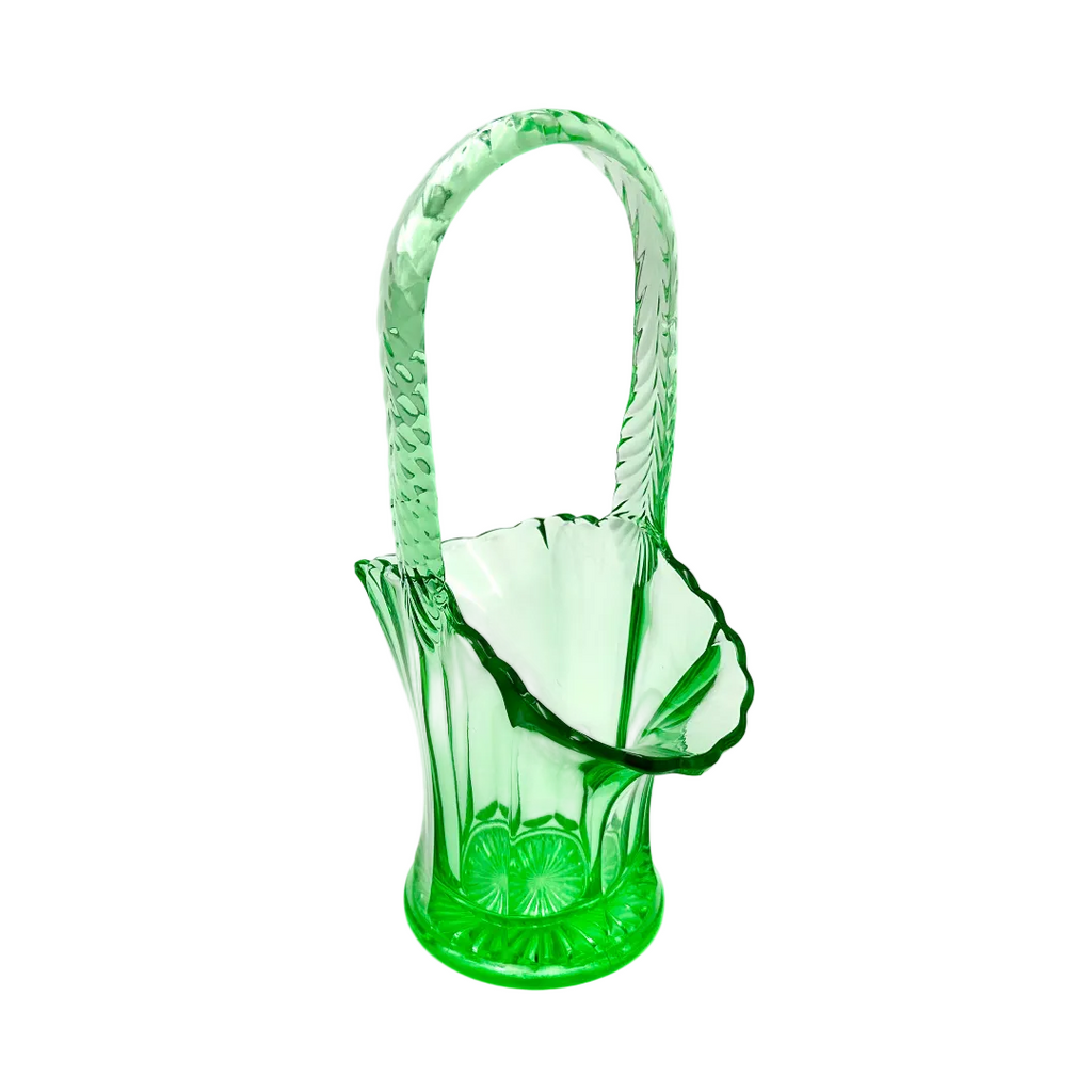 Westmoreland Green Depression Glass Brides Basket