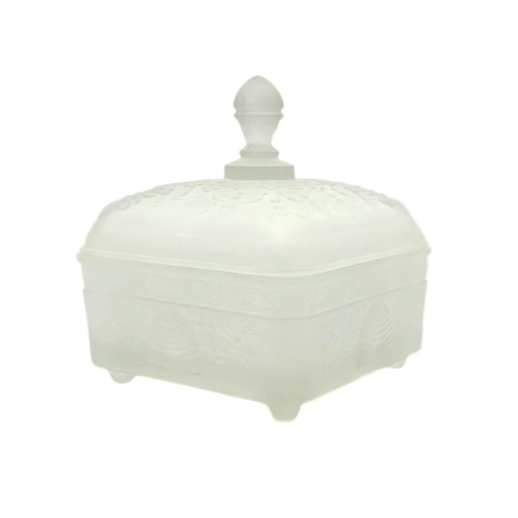 Indiana Glass Tiara Honey Bee Frosted Covered Box