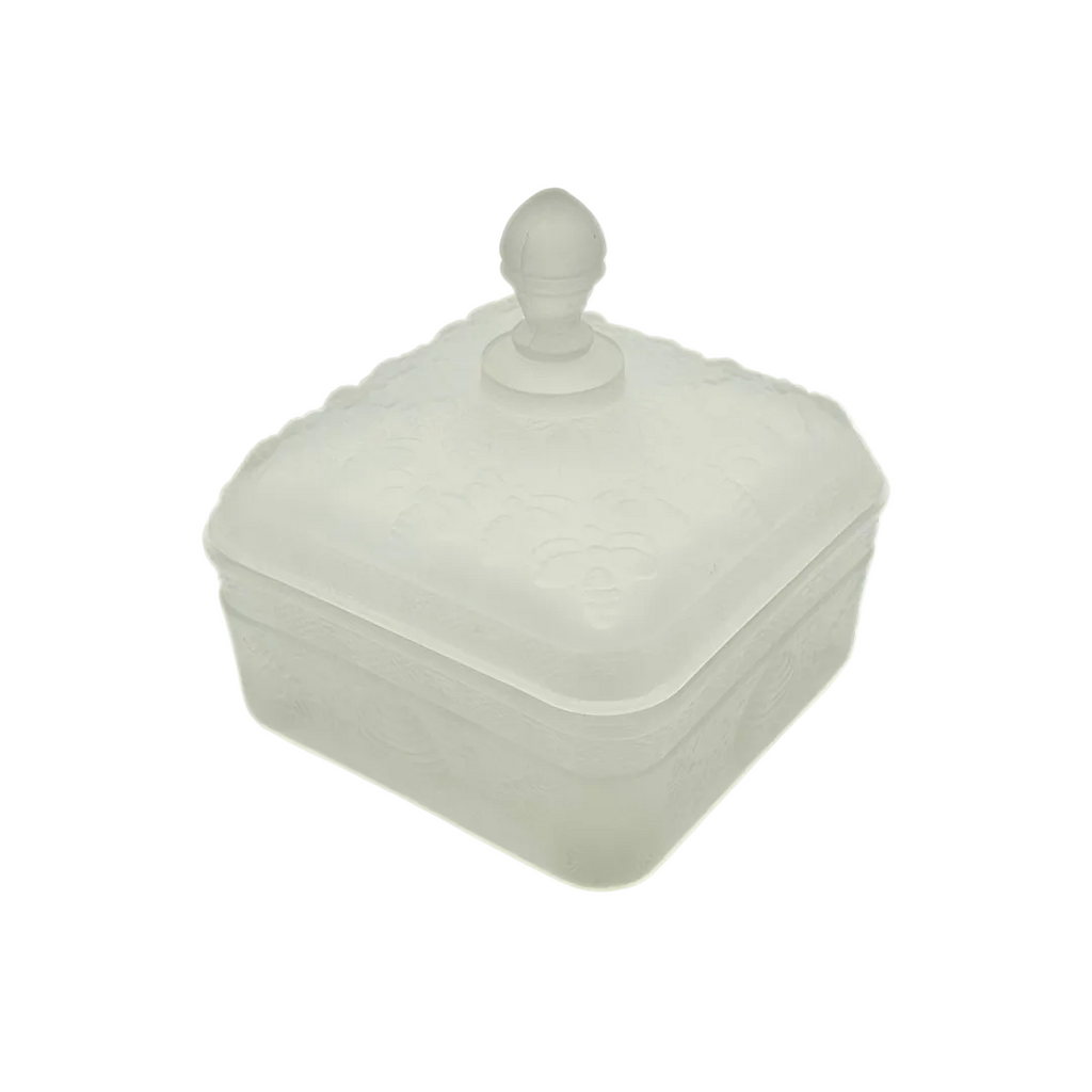 Indiana Glass Tiara Honey Bee Frosted Covered Box