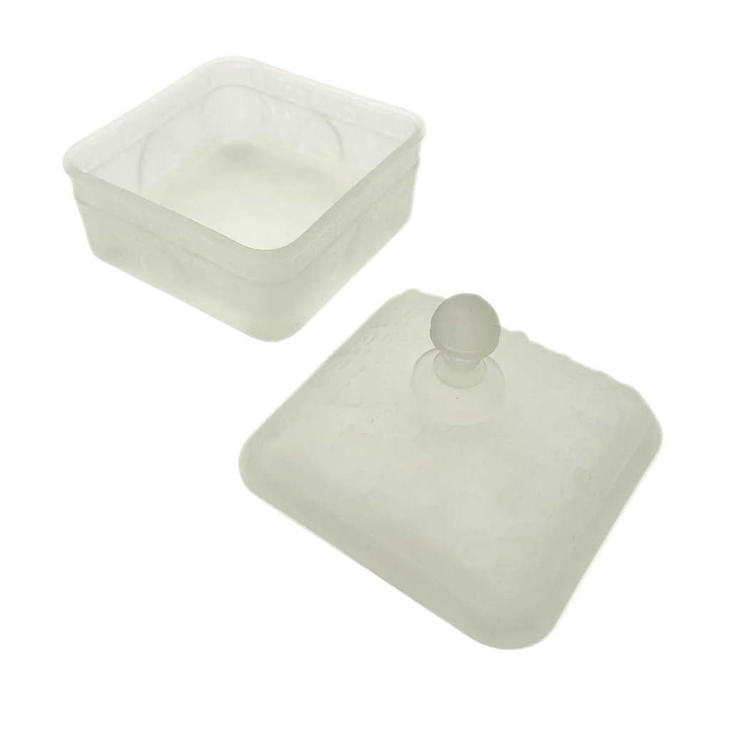 Indiana Glass Tiara Honey Bee Frosted Covered Box