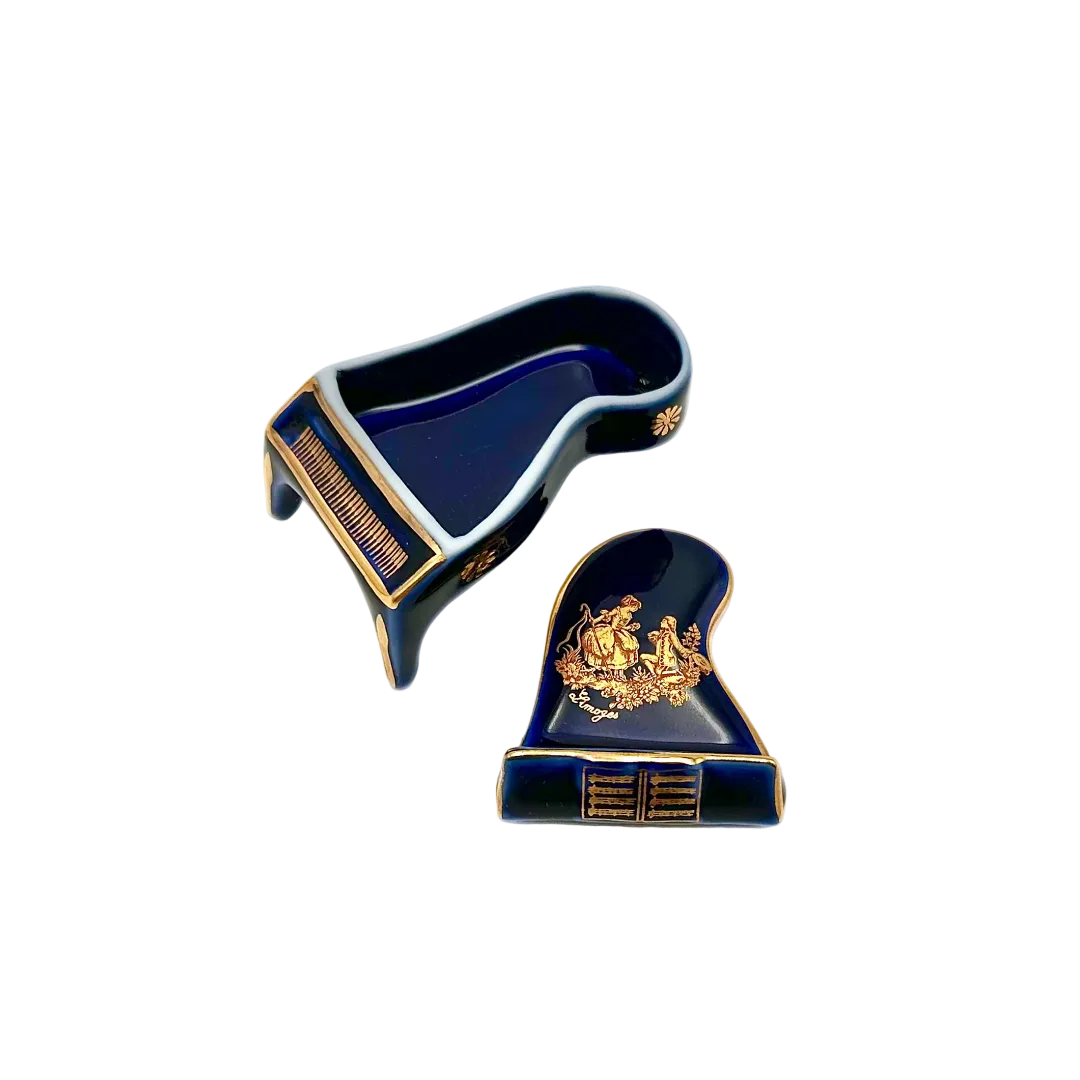 Limoges Castel Porcelain Miniature Grand Piano Trinket Box