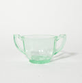 Vintage Green Pressed Glass Handled Sugar Bowl