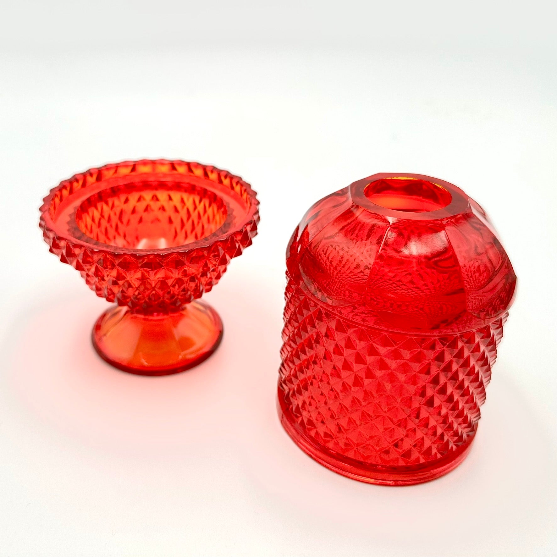 Viking Glass Ruby Red Diamond Point Fairy Lamp