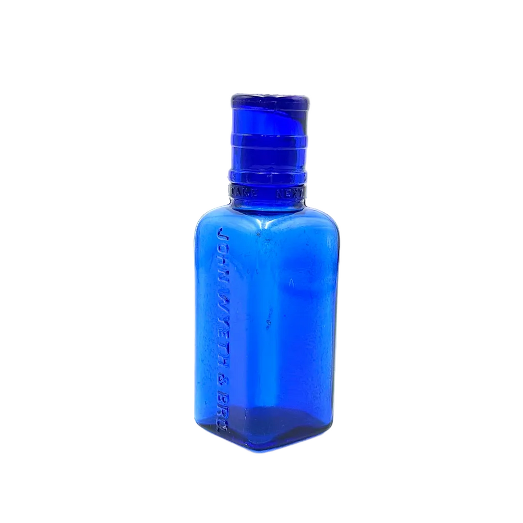 Antique Cobalt Blue John Wyeth & Bro Medicine Bottle with Dose Cap