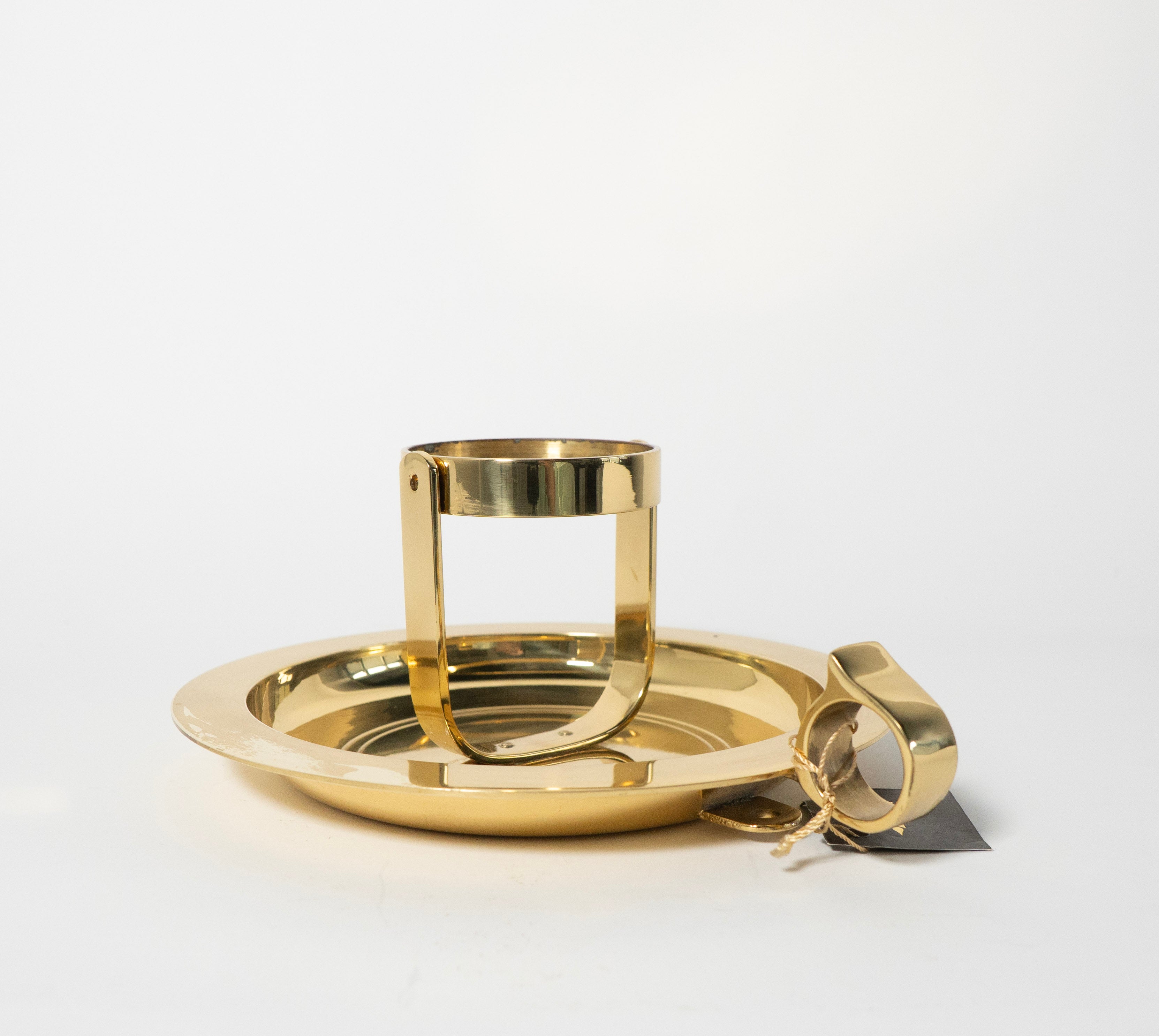 Vintage PartyLite Brass Candle Holder Tray with Handle