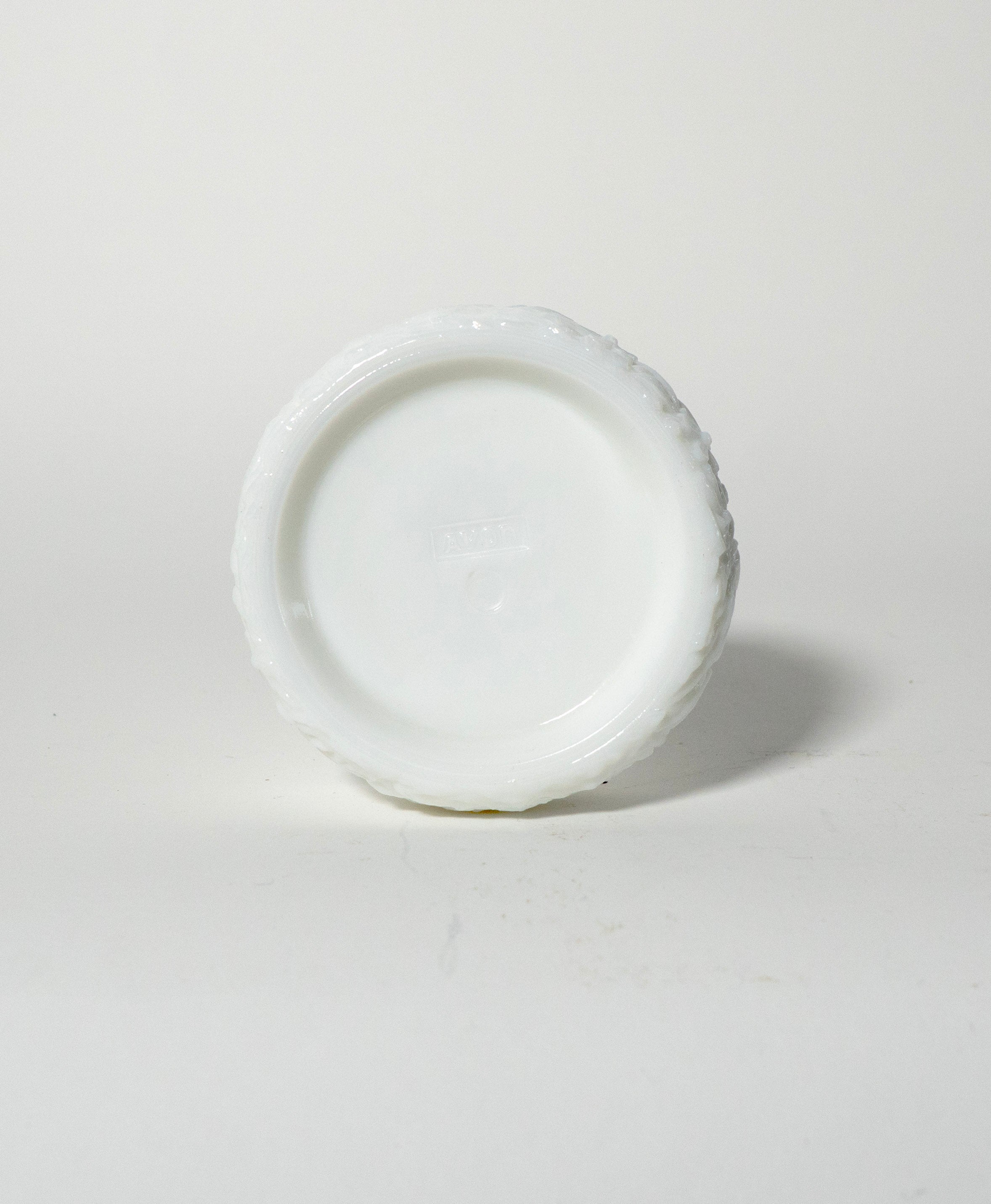 Vintage Avon Milk Glass Bowl with Grape Pattern, White Floral Candy Dish